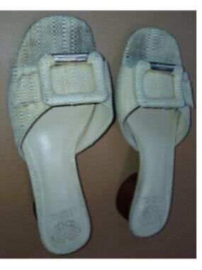 Vince Camuto Ladea Low Kitten Heel Slides Women's Size 10M Light Straw